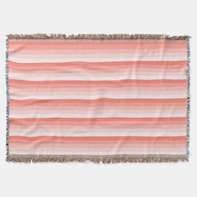 Coral peach shadow stripes throw blanket (Front)