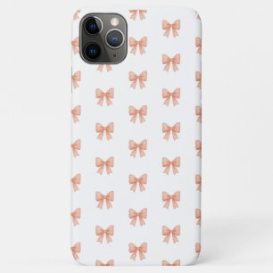 Coral/Peach Watercolor Bow Pattern iPhone 11 Pro Max Case