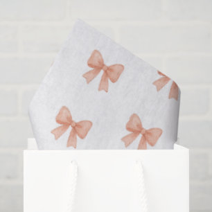 Coral/Peach watercolor Bow Pattern Tissue Paper