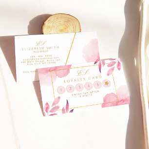 Coral Peach Watercolor Modern Loyalty Business Card