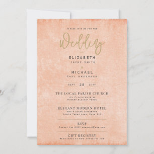 Coral Peach Wedding Instant Digital Download Invitation