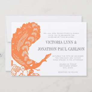 Coral Peacock Roaring 20s Wedding Invitations