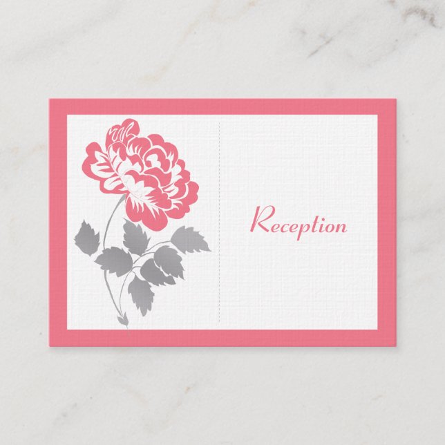 Coral Peony on Linen Enclosure Card (Front)