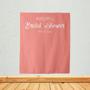 Coral Personalised Bridal Shower Photo Backdrop Tapestry