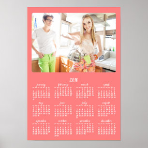 Coral Personalised Poster Yearly Calendar 2016