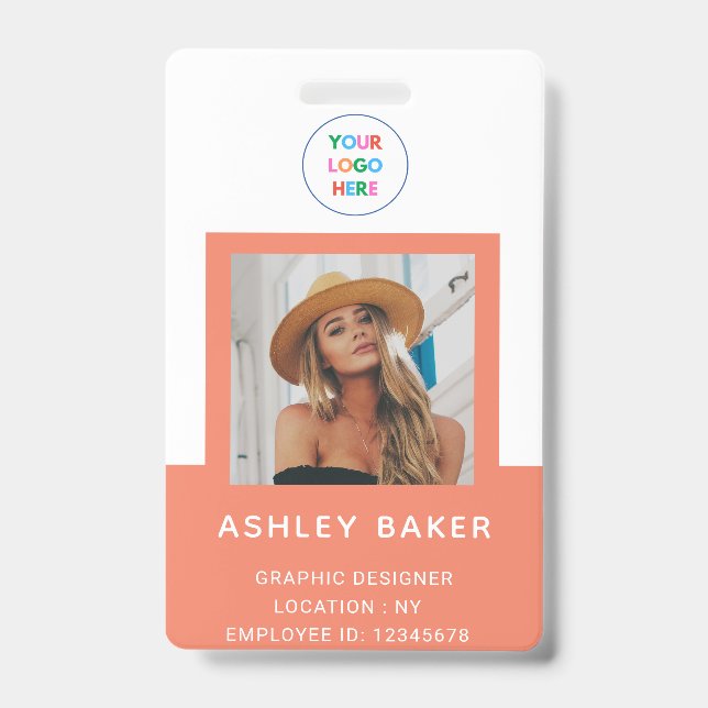 Coral Photo Company Security Logo Name And Title  ID Badge (Front)