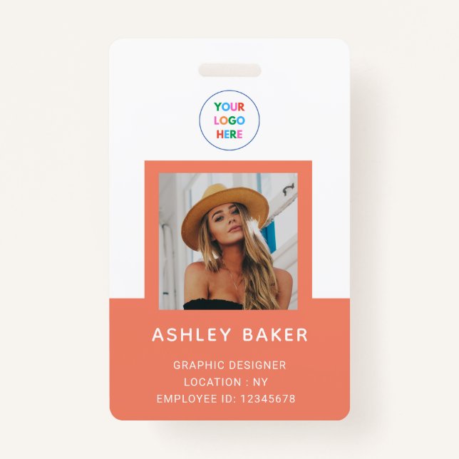 Coral Photo Company Security Logo Name And Title  ID Badge (Front)