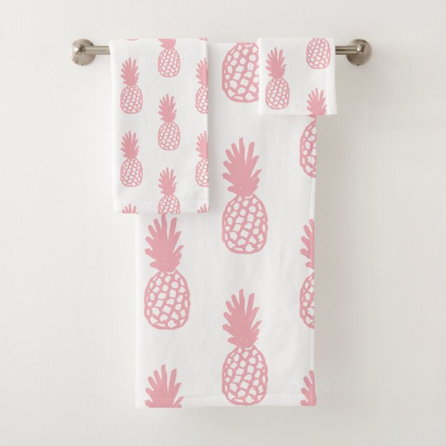 Coral Pineapple Pattern Bath Towel Set (Insitu)