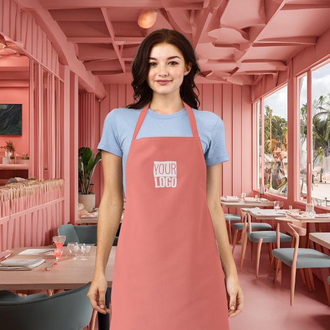 Coral Pink - add logo  Apron (Creator Uploaded)