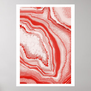 Coral Pink Agate Geode Gemstone Poster