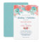 Coral Pink and Aqua Floral Wedding Invitation