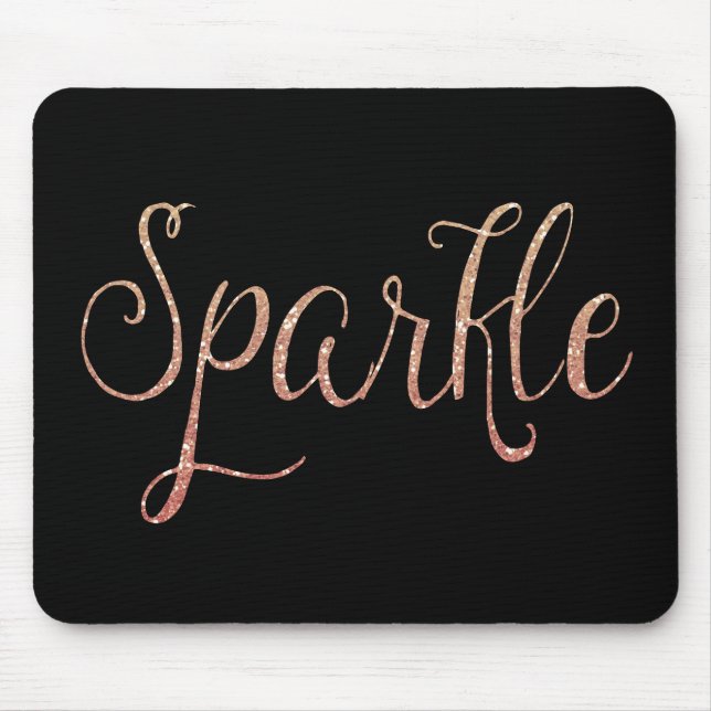 Coral Pink and Gold Faux Glitter Sparkle Mouse Mat (Front)
