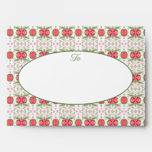 Coral pink and green envelope