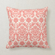 Coral Pink and Ivory Elegant Damask Pattern