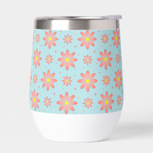 Coral pink and powder blue delicate daisy flowers
