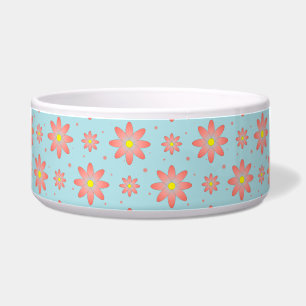 Coral pink and powder blue delicate daisy flowers 