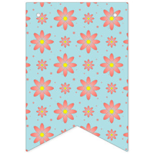 Coral pink and powder blue delicate daisy flowers  bunting 