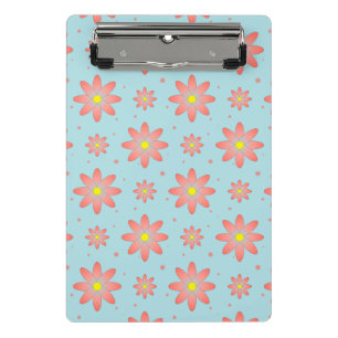 Coral pink and powder blue delicate daisy flowers mini clipboard