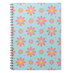 Coral pink and powder blue delicate daisy flowers notebook