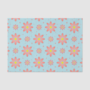 Coral pink and powder blue delicate daisy flowers tissue paper