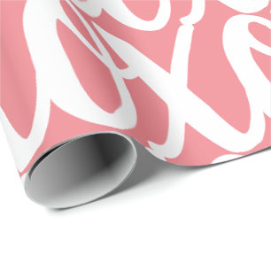 Coral Pink and White Fun Pattern Wrapping Paper