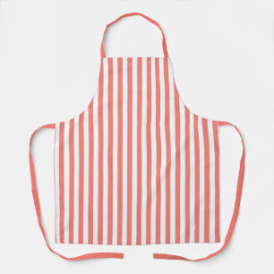 Coral Pink and White Stripes Apron