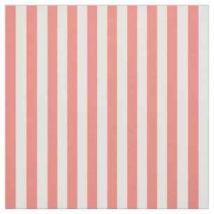 Coral Pink and White Stripes Fabric