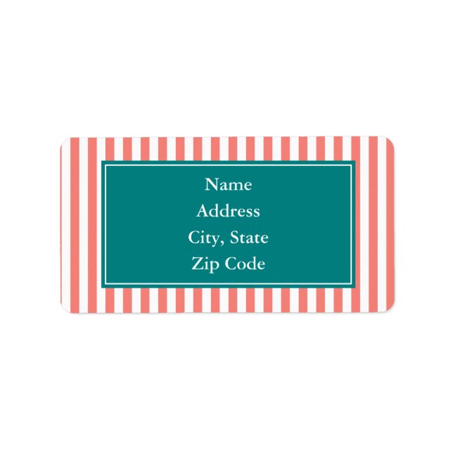 Coral Pink and White Stripes Label (Front)