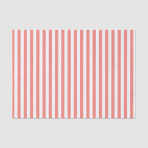 Coral Pink and White Stripes Tissue Paper
