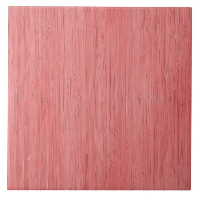 Coral Pink Bamboo Wood Grain Look Tile (Front)