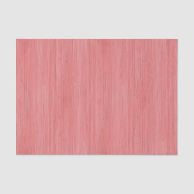 Coral Pink Bamboo Wood Grain Look Tissue Paper (Front)