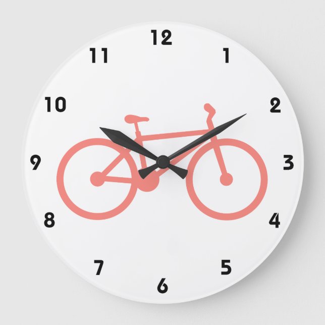 Coral Pink Bicycle Large Clock (Front)