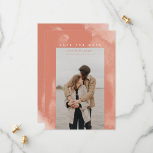 Coral Pink Boho Watercolor Save the Date