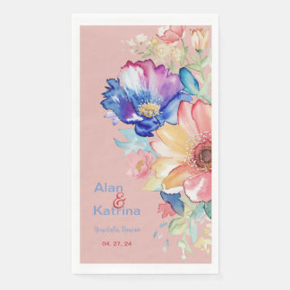 Coral Pink Bold Wildflower Floral Napkin