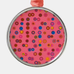 Coral Pink bubblegum geometric circle pattern Metal Tree Decoration