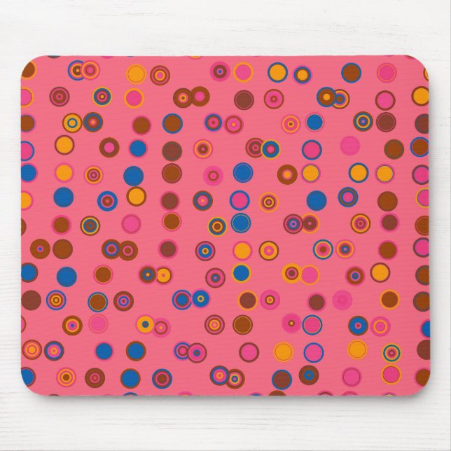 Coral Pink bubblegum geometric circle pattern Mouse Mat (Front)