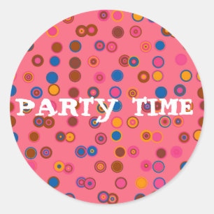 Coral Pink bubblegum geometric Party time Classic Round Sticker
