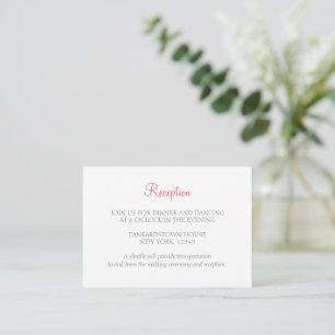 Coral Pink Butterfly Garden Wedding Reception Enclosure Card