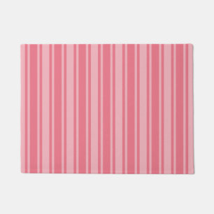 Coral pink candy stripes doormat