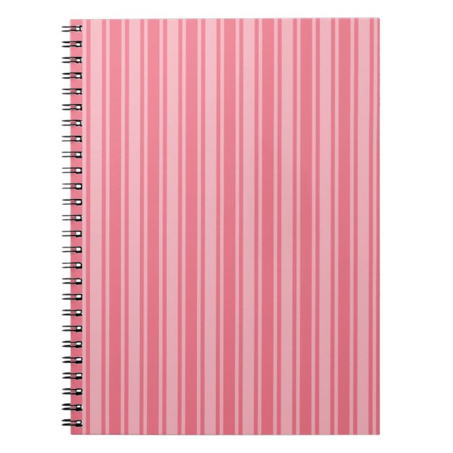 Coral pink candy stripes notebook (Front)