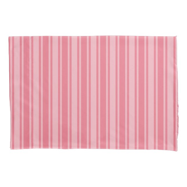 Coral pink candy stripes pillowcase (Front)