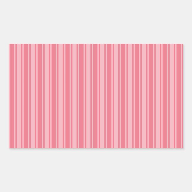 Coral pink candy stripes rectangular sticker (Front)