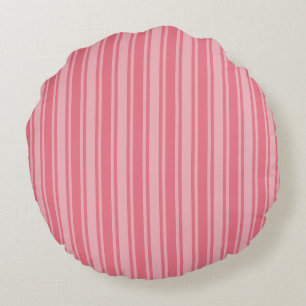 Coral pink candy stripes round cushion