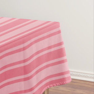 Coral pink candy stripes tablecloth