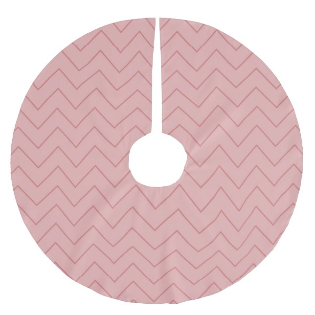Coral Pink Chevron Brushed Polyester Tree Skirt (Front)
