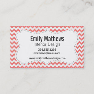 Coral Pink Chevron Business Card