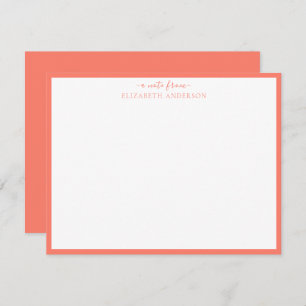 Coral Pink Classic Border Note Card