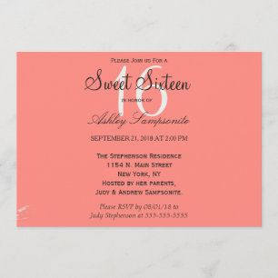 Coral Pink & Cream White Paint Strokes Invitation