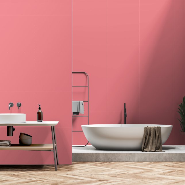 Coral Pink Custom Colour Background Colourful Girl Wallpaper (Bathroom)