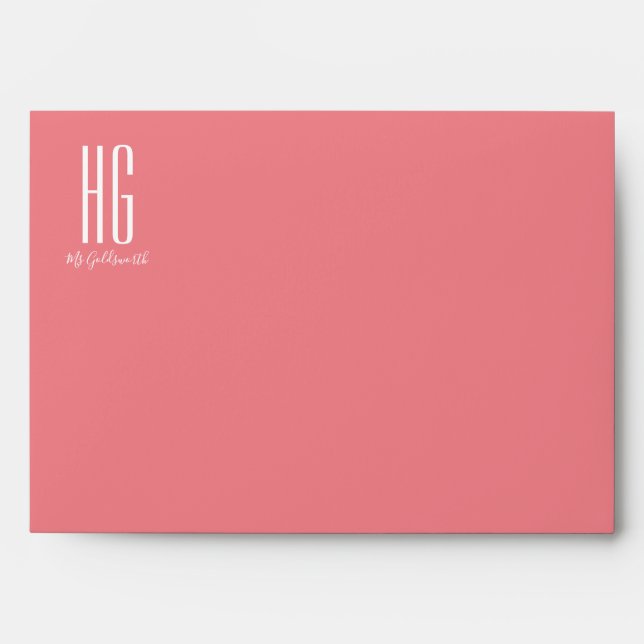 Coral Pink Customisable Text Envelope (Front)